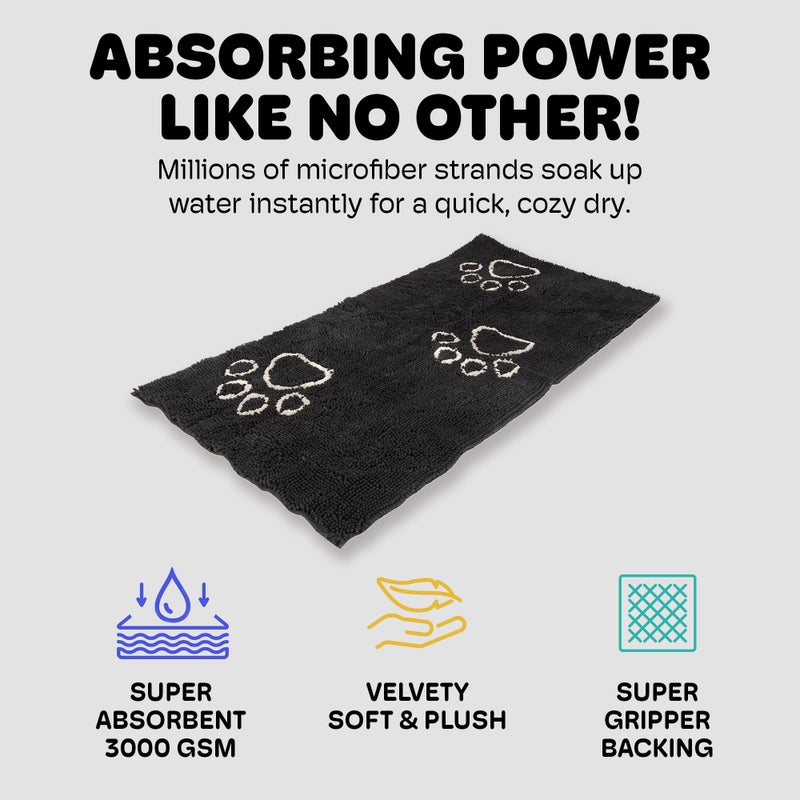 Dog Gone Smart Dirty Dog Doormat - Fast Drying Rug with Super Gripper Backing for Clean Floors - Super Absorbent and Machine Washable Mat for Muddy Paws - Black Hue - Image 3